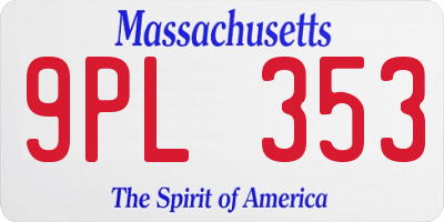 MA license plate 9PL353