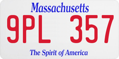 MA license plate 9PL357