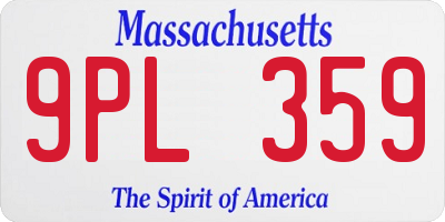 MA license plate 9PL359