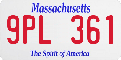 MA license plate 9PL361