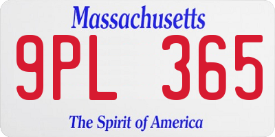 MA license plate 9PL365