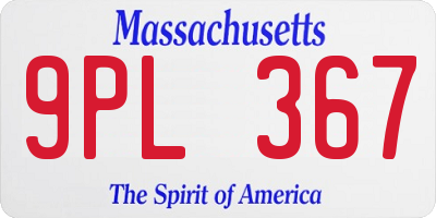 MA license plate 9PL367