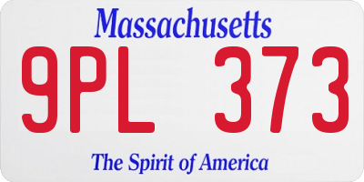 MA license plate 9PL373