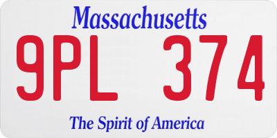 MA license plate 9PL374