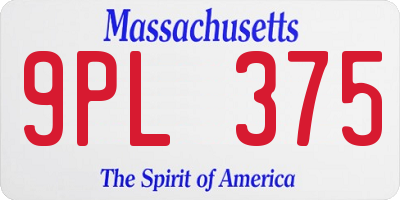 MA license plate 9PL375