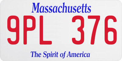 MA license plate 9PL376
