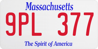 MA license plate 9PL377
