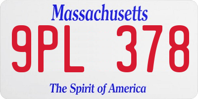 MA license plate 9PL378