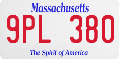 MA license plate 9PL380