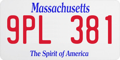 MA license plate 9PL381