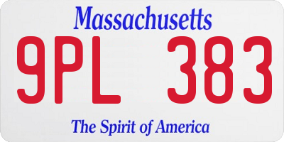 MA license plate 9PL383