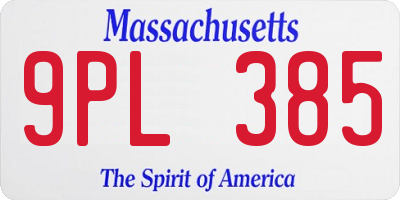 MA license plate 9PL385