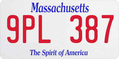 MA license plate 9PL387
