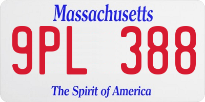 MA license plate 9PL388