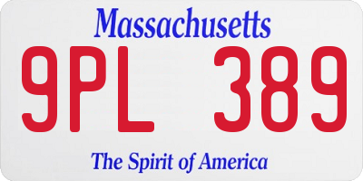 MA license plate 9PL389