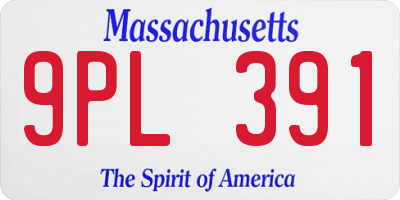 MA license plate 9PL391