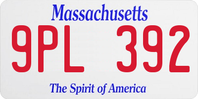 MA license plate 9PL392