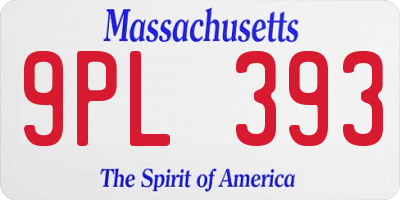 MA license plate 9PL393