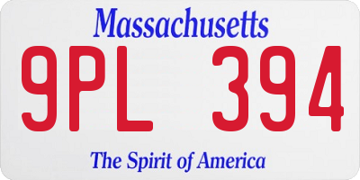 MA license plate 9PL394