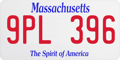 MA license plate 9PL396