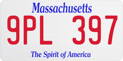 MA license plate 9PL397