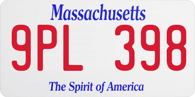 MA license plate 9PL398
