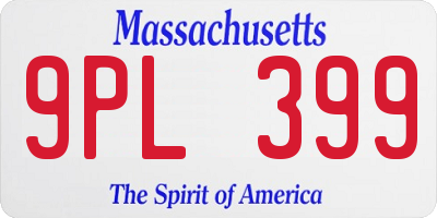 MA license plate 9PL399