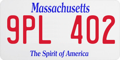 MA license plate 9PL402