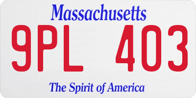 MA license plate 9PL403