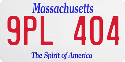 MA license plate 9PL404