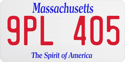 MA license plate 9PL405