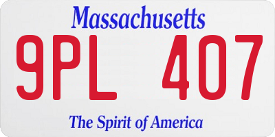 MA license plate 9PL407