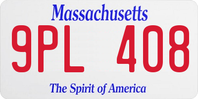 MA license plate 9PL408