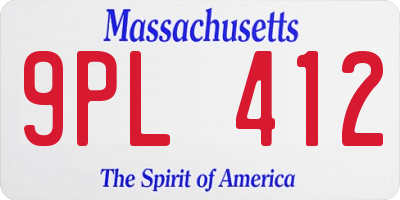 MA license plate 9PL412