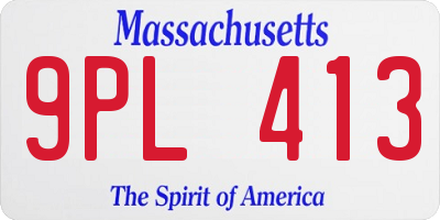 MA license plate 9PL413