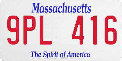 MA license plate 9PL416