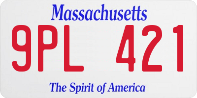 MA license plate 9PL421