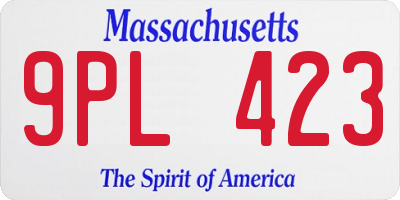 MA license plate 9PL423