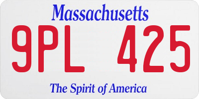 MA license plate 9PL425