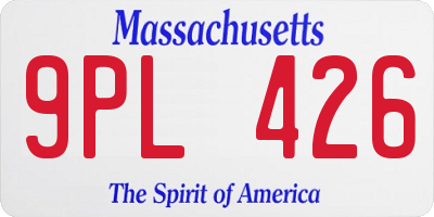 MA license plate 9PL426