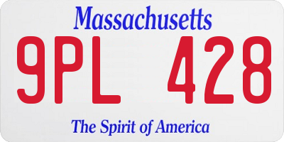 MA license plate 9PL428