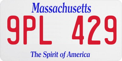 MA license plate 9PL429