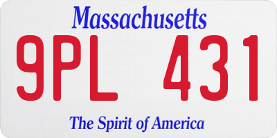 MA license plate 9PL431