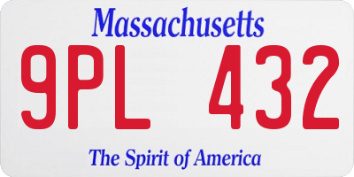 MA license plate 9PL432