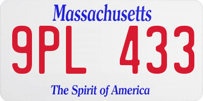 MA license plate 9PL433