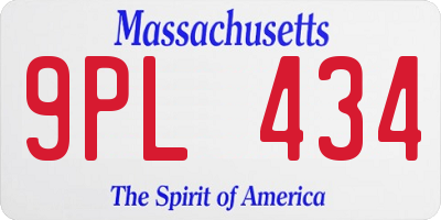 MA license plate 9PL434