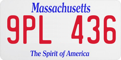 MA license plate 9PL436