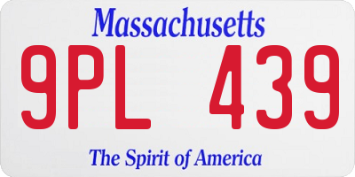 MA license plate 9PL439