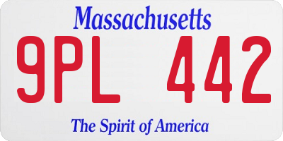 MA license plate 9PL442