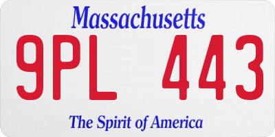 MA license plate 9PL443